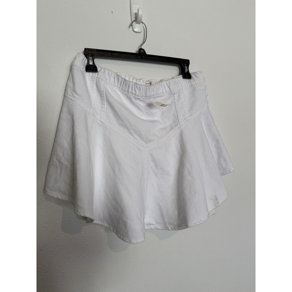 Aerie Flounce Skirt Large Find Happy Everywhere White Cotton Elastic Waist New